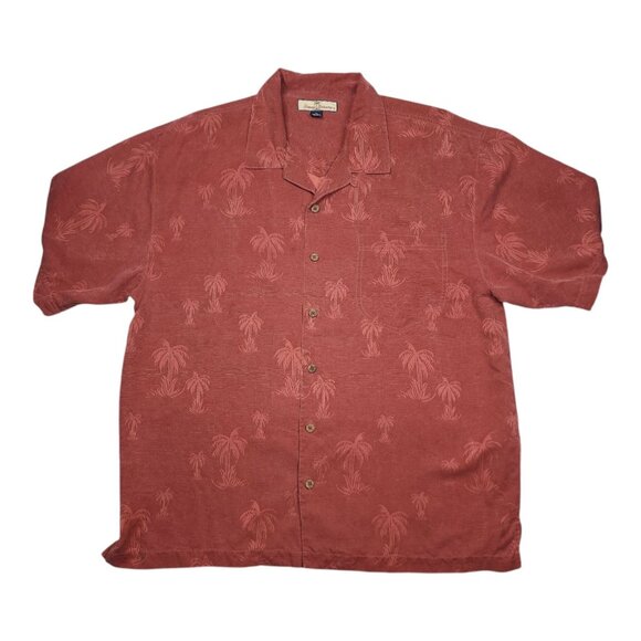 Tommy Bahama Mens XL Silk Palm Tree Print Button-Down Shirt Short Sleeve Relaxed - Picture 6 of 7
